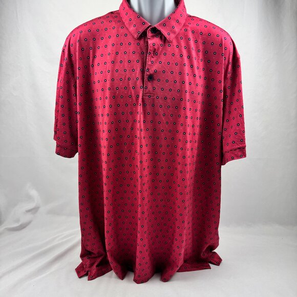 Mizzen+Main Polo Shirt Mens XXL Red W/ Navy Flowers Performance Stretch Golf - Picture 1 of 4